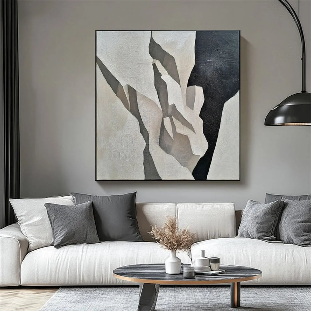 Abstract Black White Painting #AB196