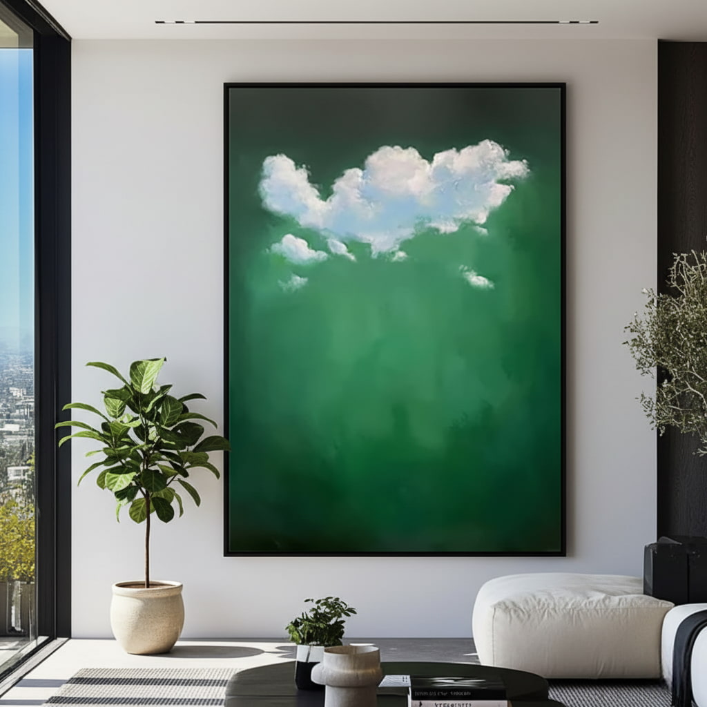 Abstract Cloud Oil Painting on Green Background #MAC015