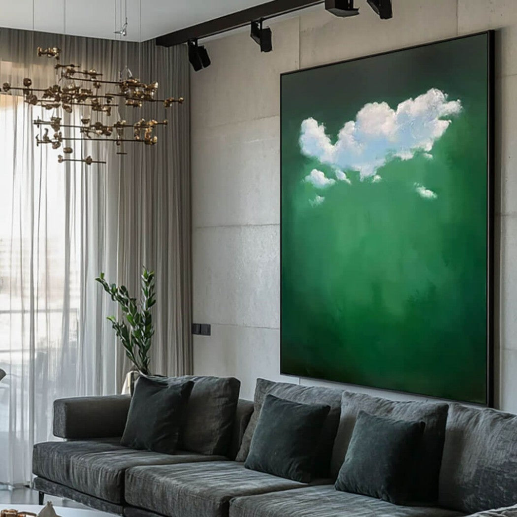 Abstract Cloud Oil Painting on Green Background #MAC015