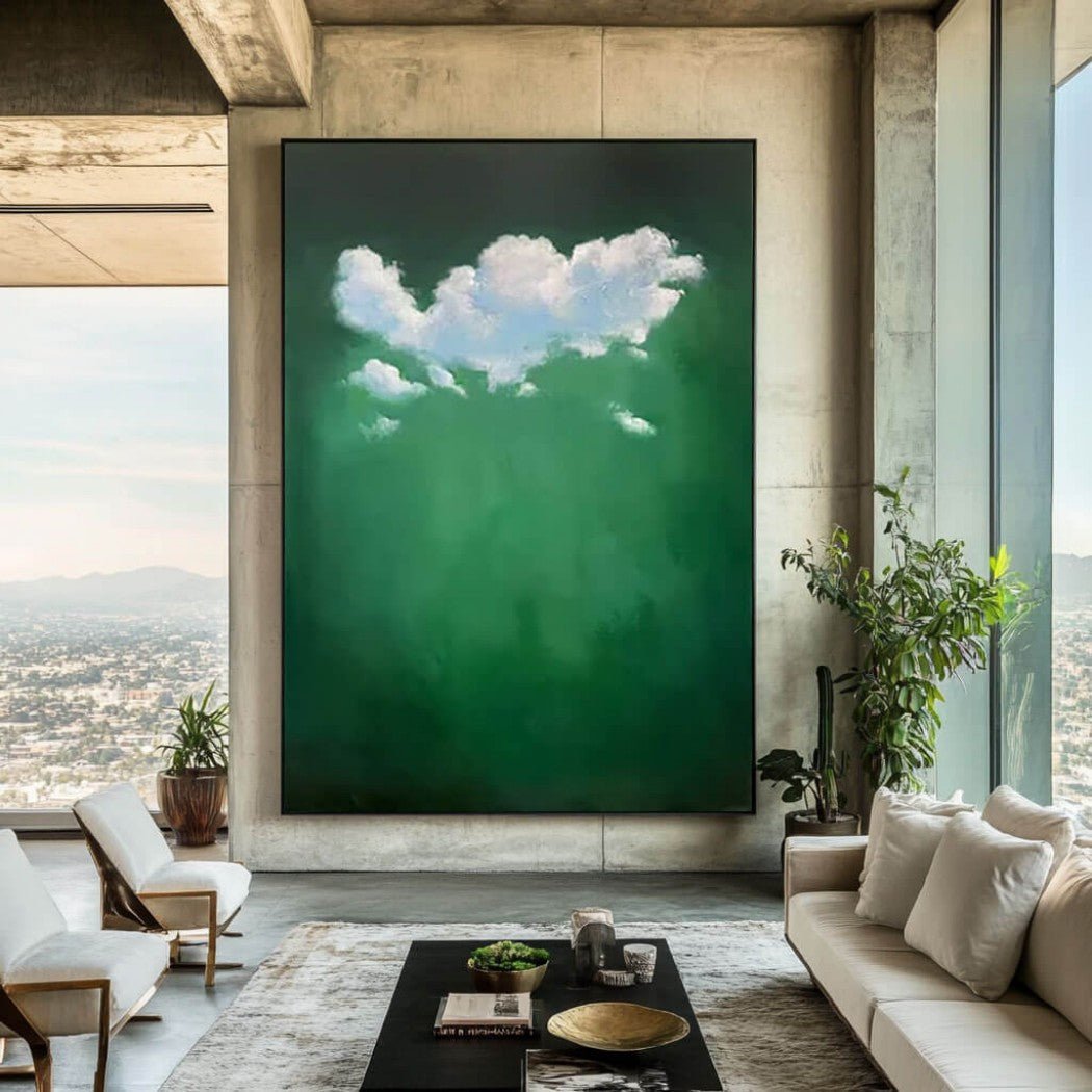 Abstract Cloud Oil Painting on Green Background #MAC015