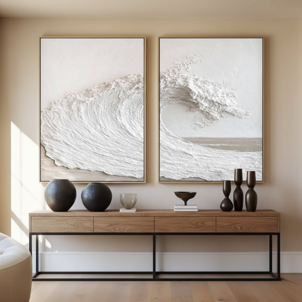 Abstract Textured Ocean Waves Oil Painting Set #MAT939