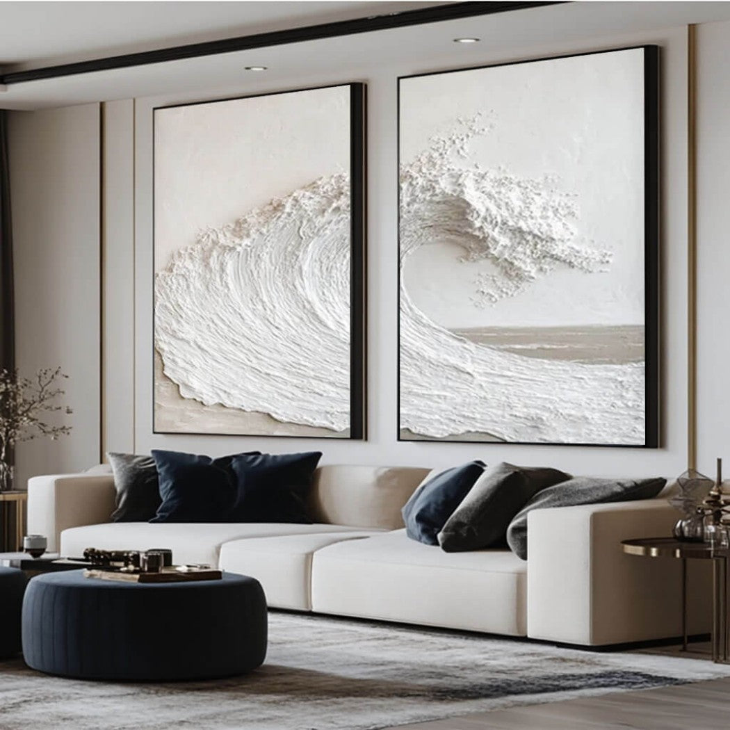 Abstract Textured Ocean Waves Oil Painting Set #MAT939