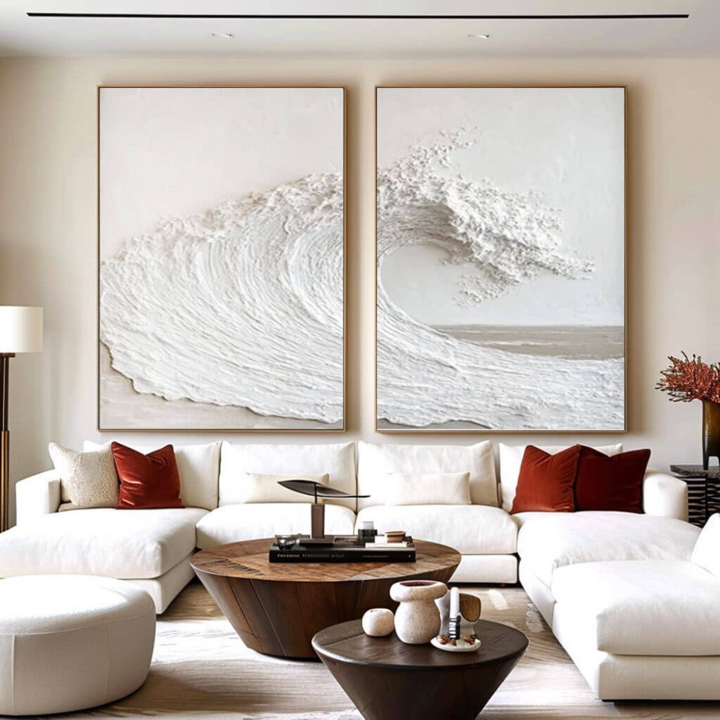 Abstract Textured Ocean Waves Oil Painting Set #MAT939