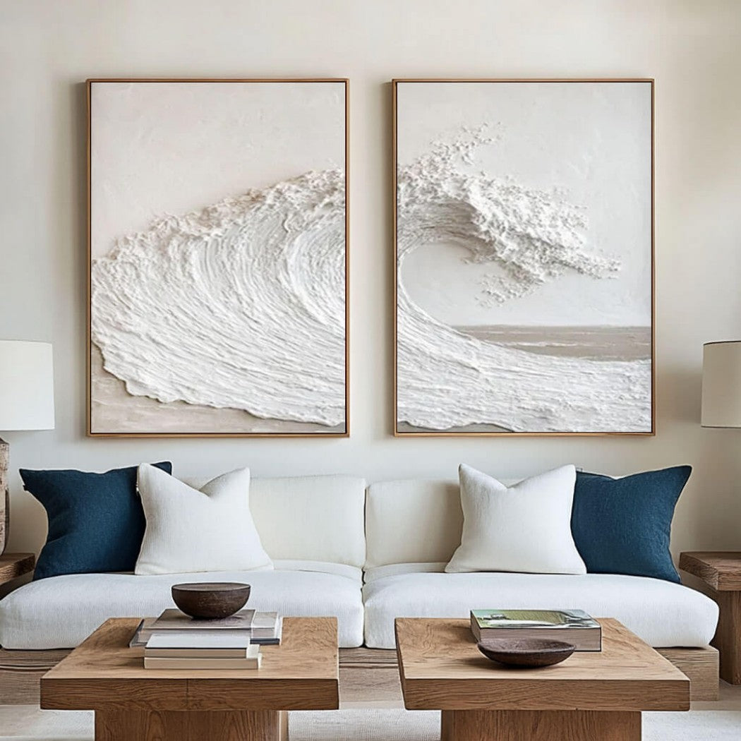 Abstract Textured Ocean Waves Oil Painting Set #MAT939