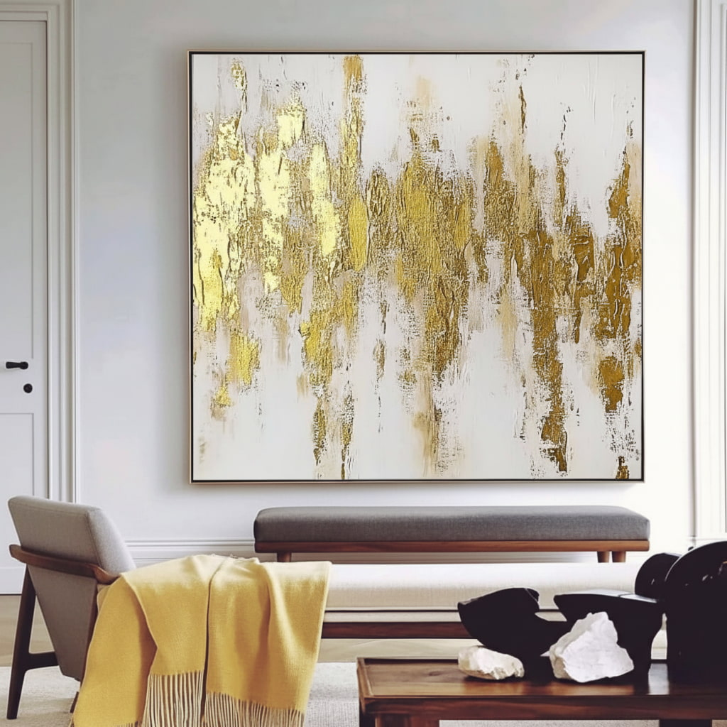 Abstract Gold Foil Textured Oil Painting #MAG610
