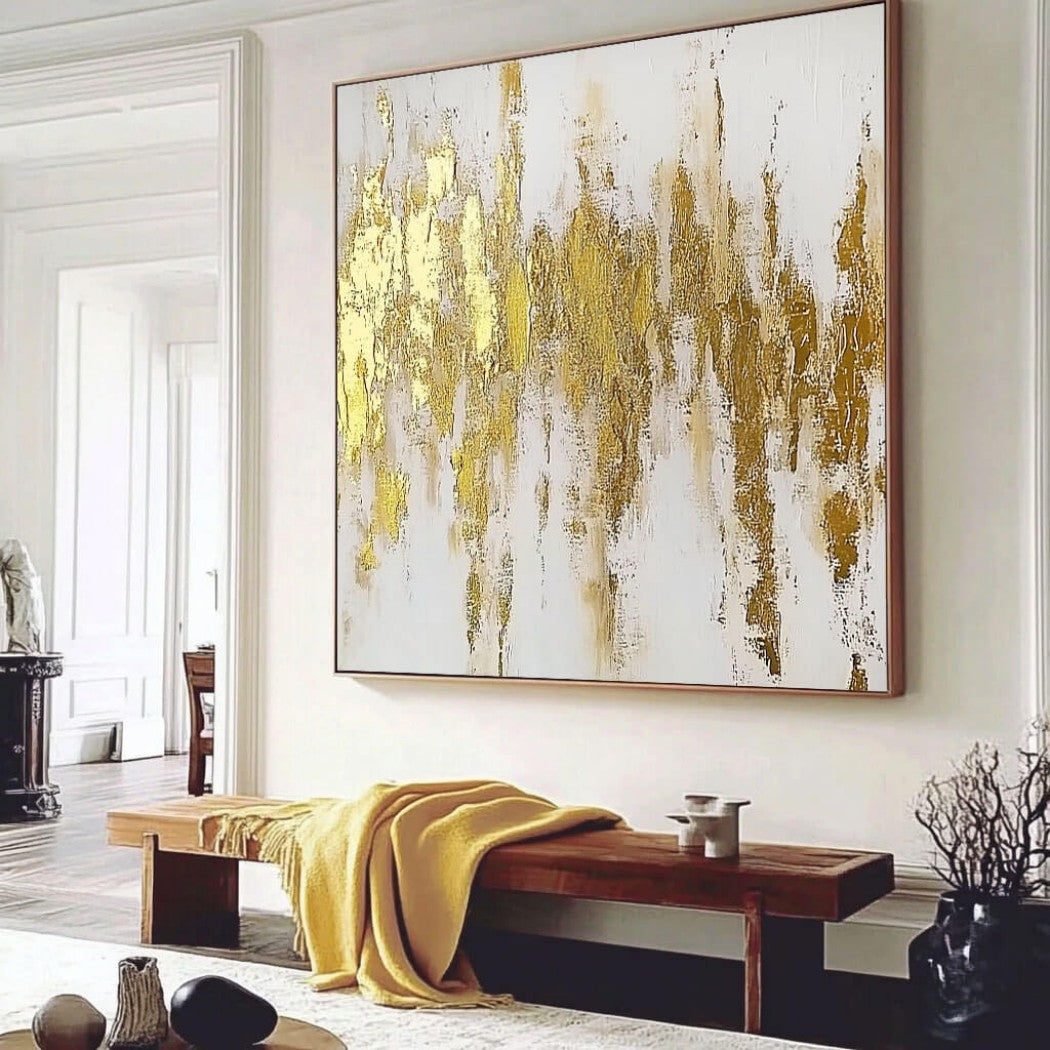 Abstract Gold Foil Textured Oil Painting #MAG610