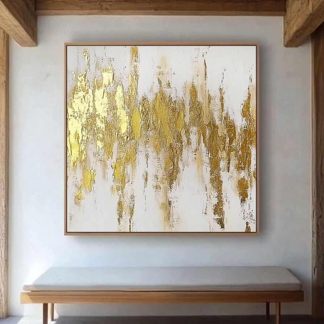 Abstract Gold Foil Textured Oil Painting #MAG610