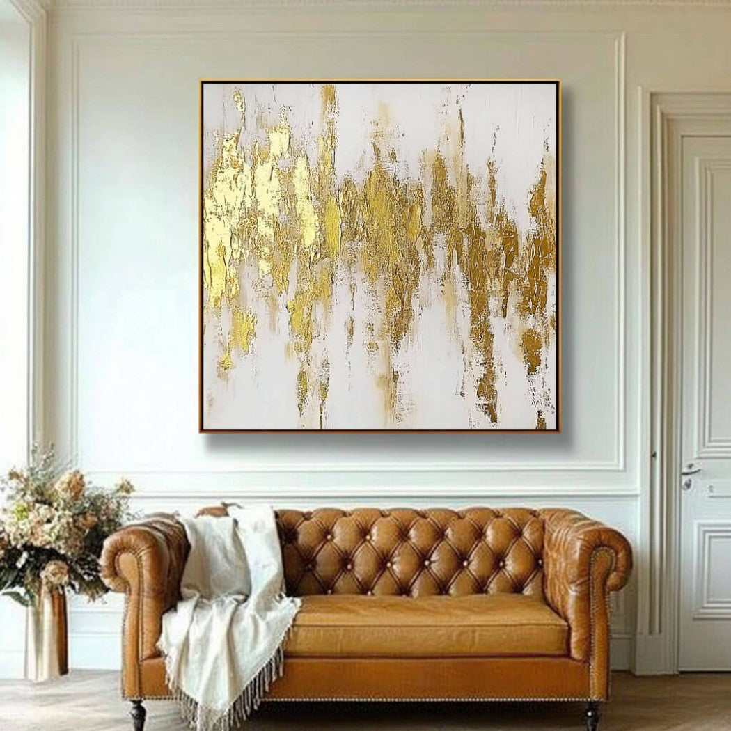 Abstract Gold Foil Textured Oil Painting #MAG610