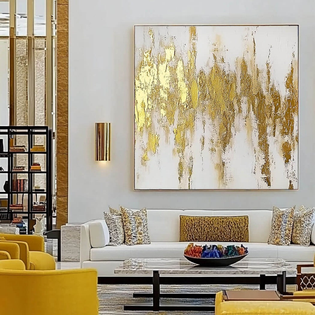 Abstract Gold Foil Textured Oil Painting #MAG610