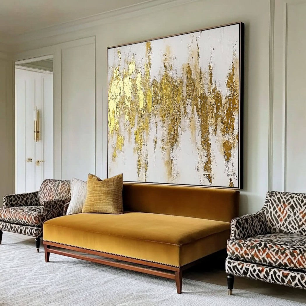 Abstract Gold Foil Textured Oil Painting #MAG610