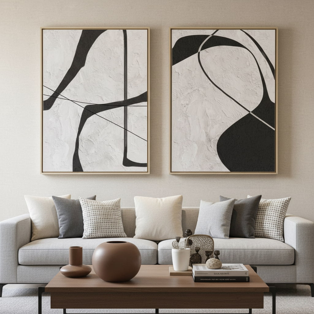 Abstract Minimalist Diptych Oil Painting Set #MAM141