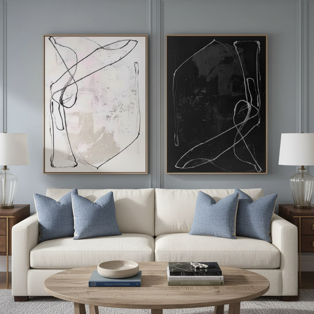 Abstract Minimalist Diptych Oil Painting Set #MAM617