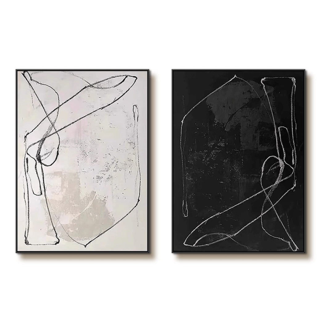 Abstract Minimalist Diptych Oil Painting Set #MAM617