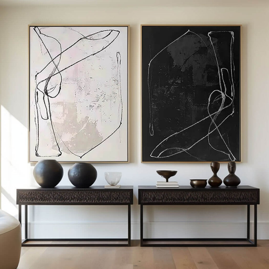Abstract Minimalist Diptych Oil Painting Set #MAM617