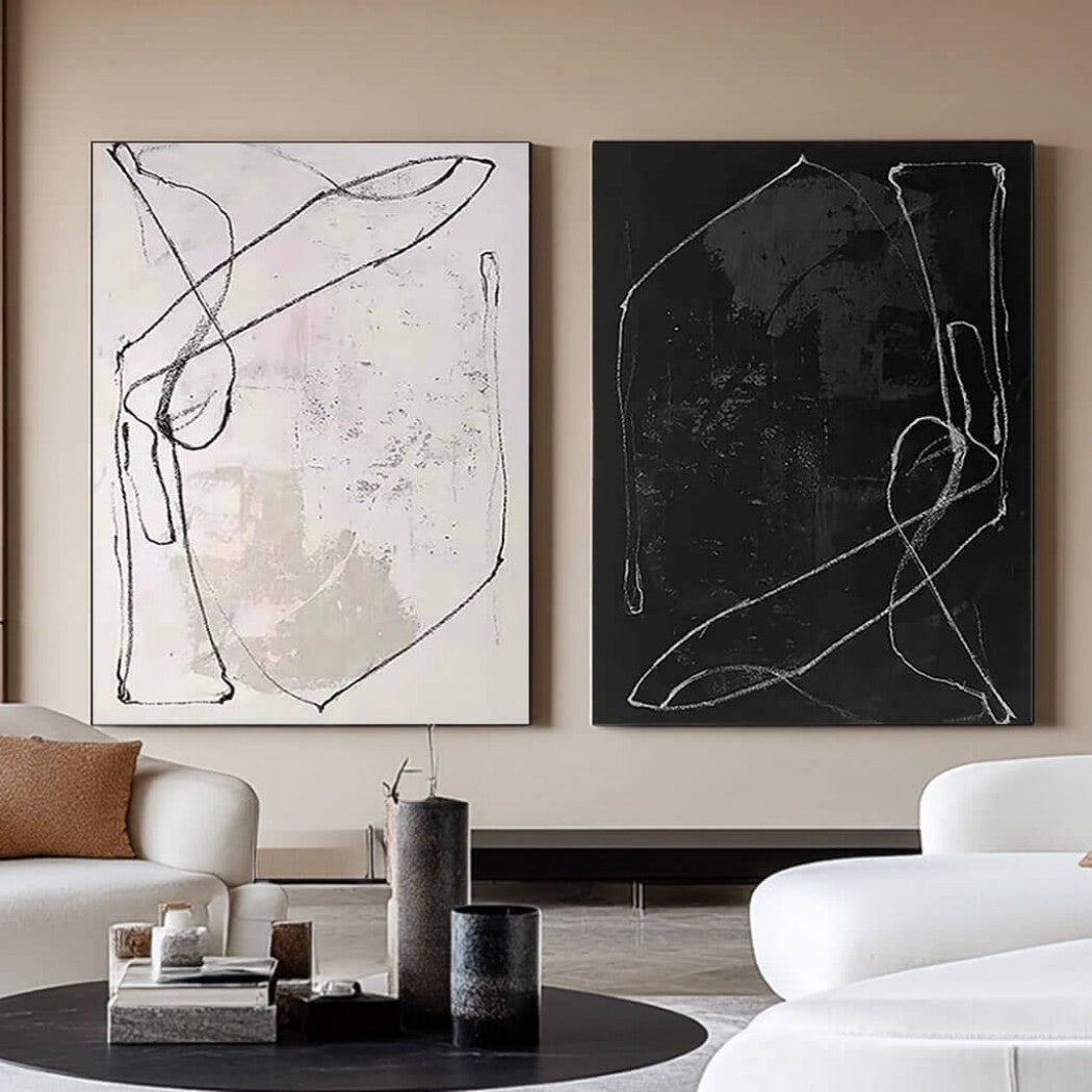 Abstract Minimalist Diptych Oil Painting Set #MAM617