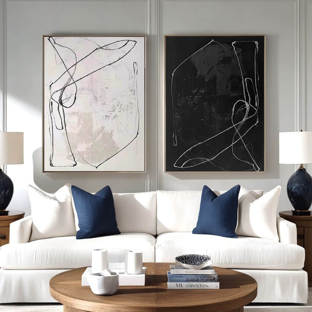 Abstract Minimalist Diptych Oil Painting Set #MAM617