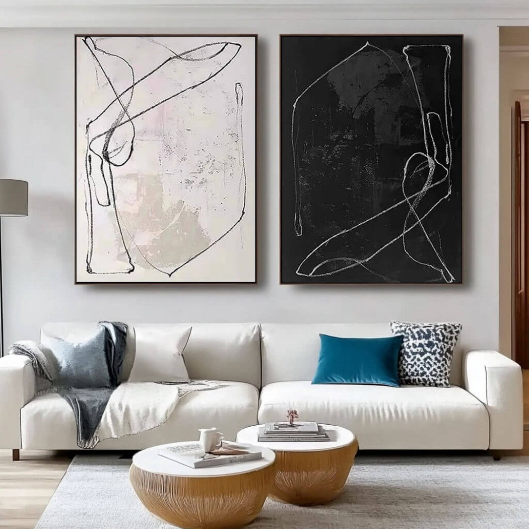 Abstract Minimalist Diptych Oil Painting Set #MAM617