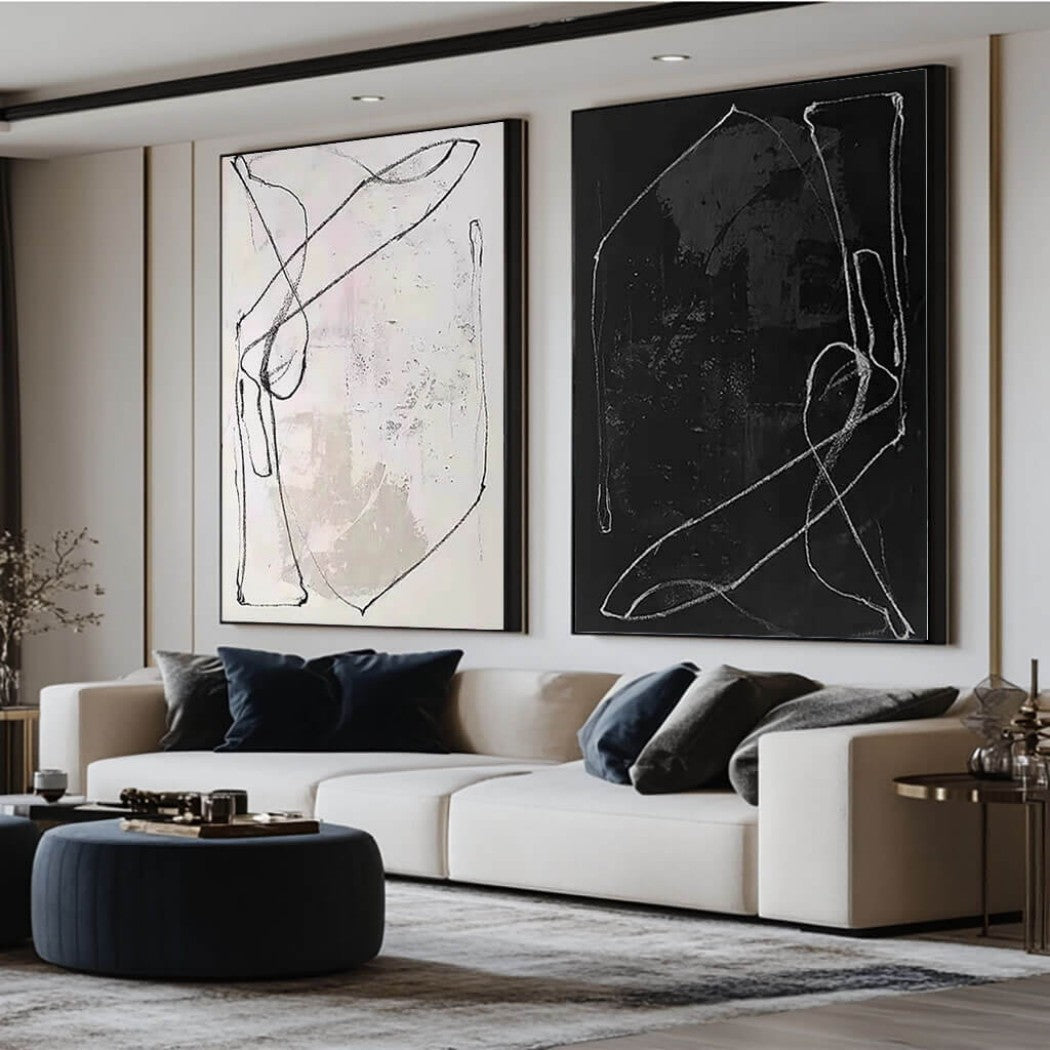 Abstract Minimalist Diptych Oil Painting Set #MAM617