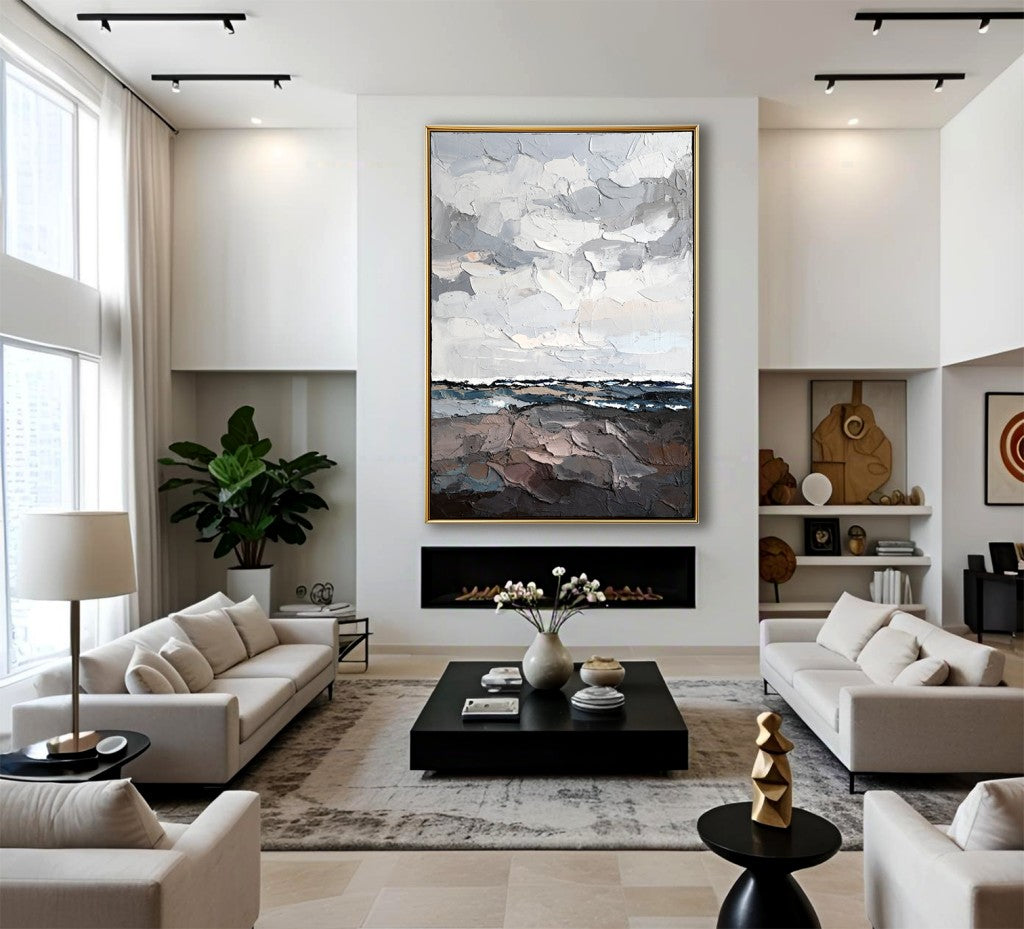 Oversized Abstract Textured Landscape Oil Painting #MOA0089