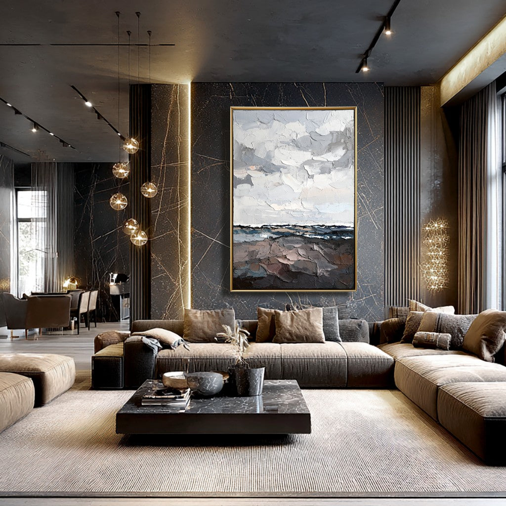 Oversized Abstract Textured Landscape Oil Painting #MOA0089