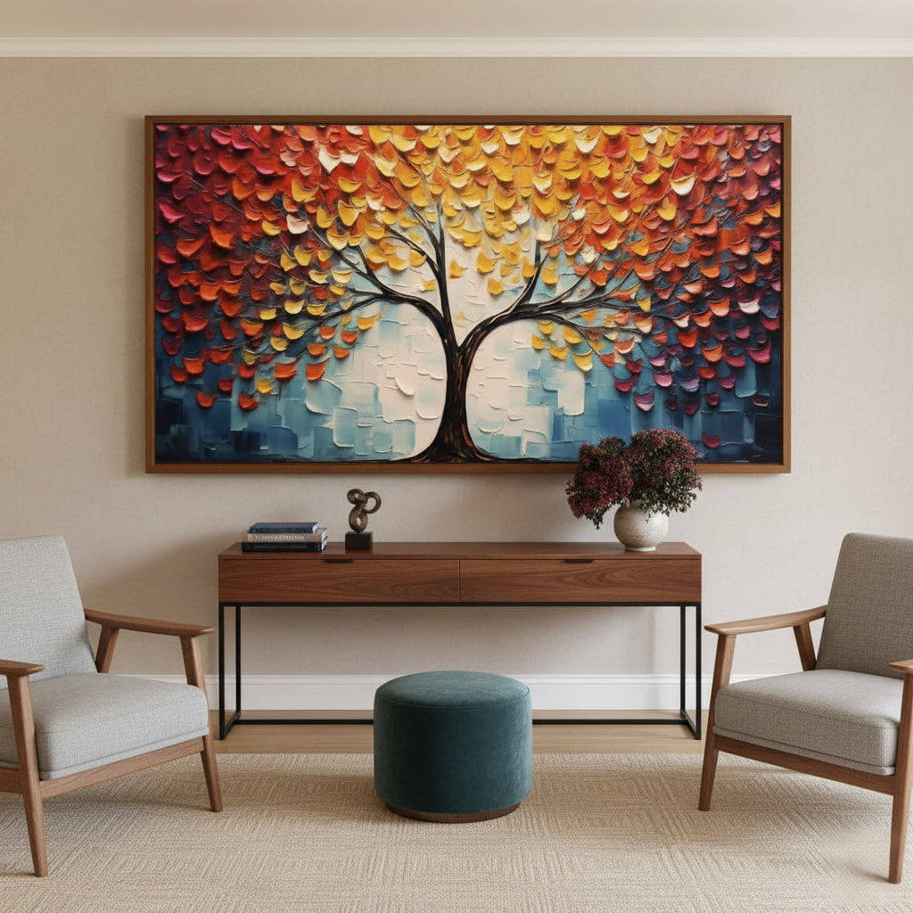 Colorful Textured Abstract Tree Oil Painting #MCT750