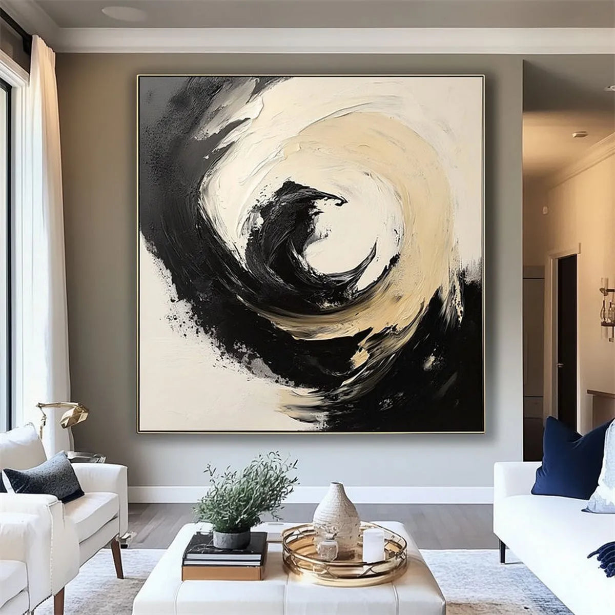 Abstract Waves in Soft Neutrals Painting #AP163