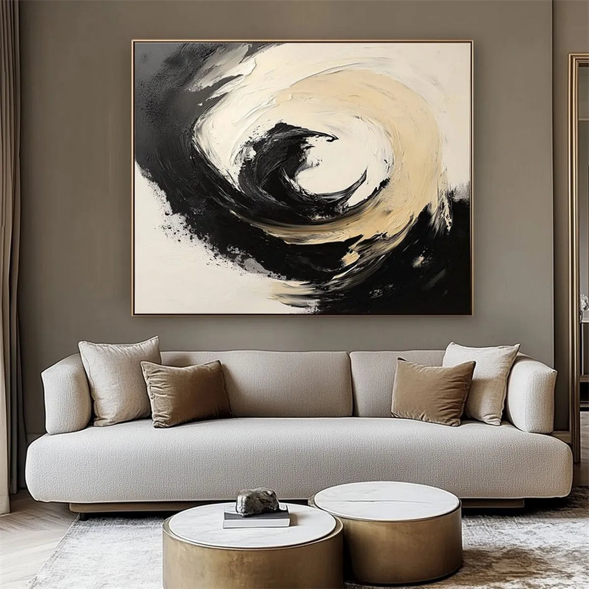 Abstract Waves in Soft Neutrals Painting #AP163