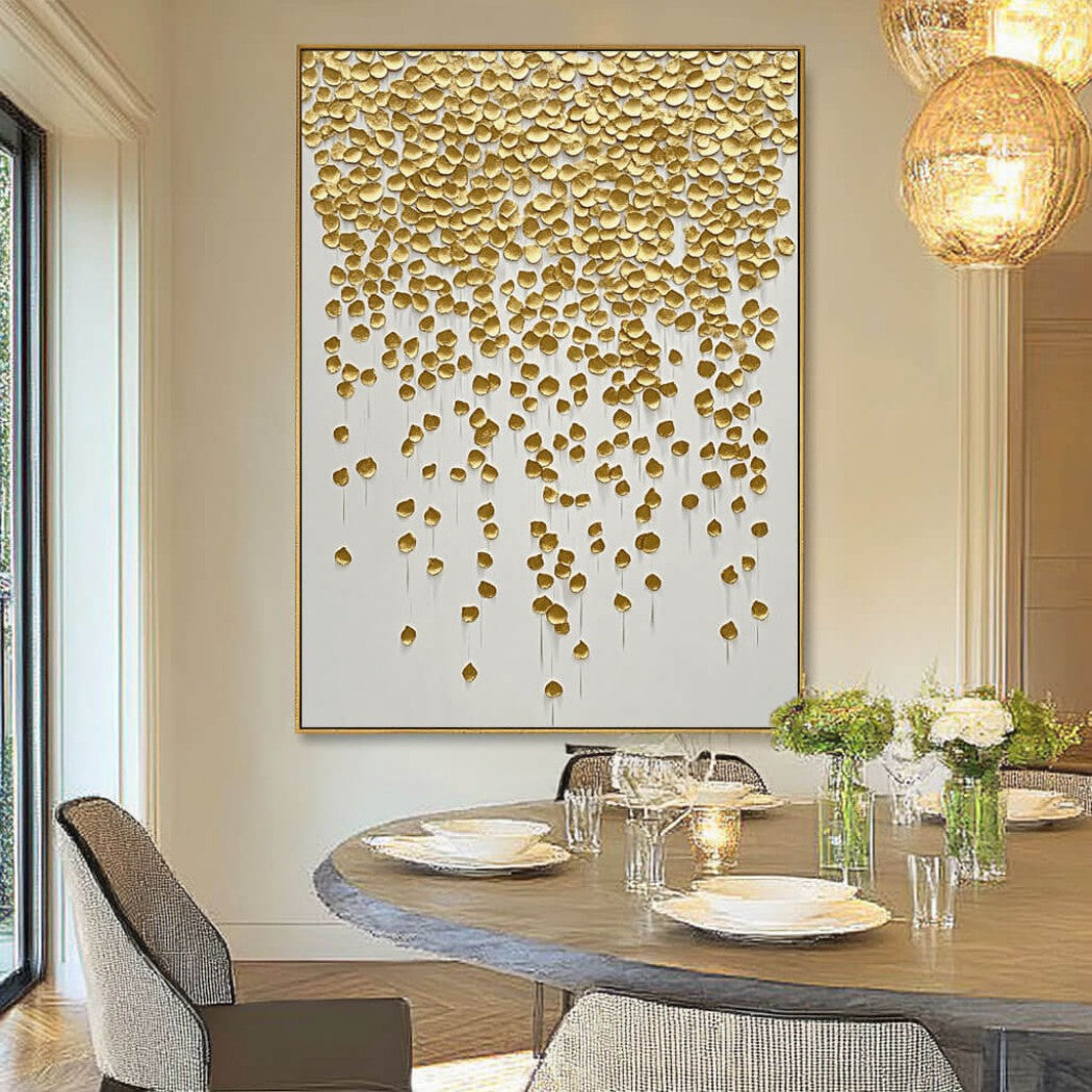Oversized Gold Leaf Textured Oil Painting #MOG023