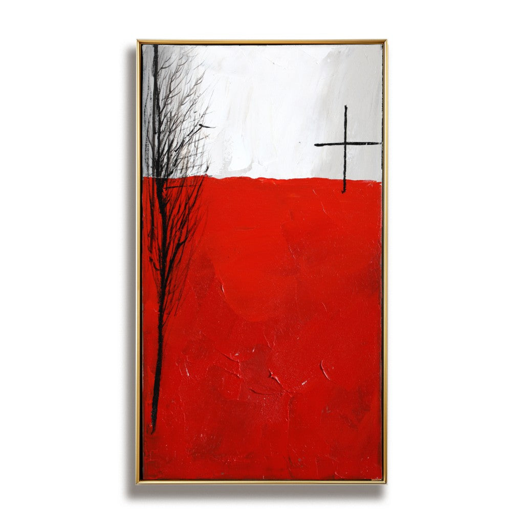 Original Red & White Abstract Painting #MOR0085