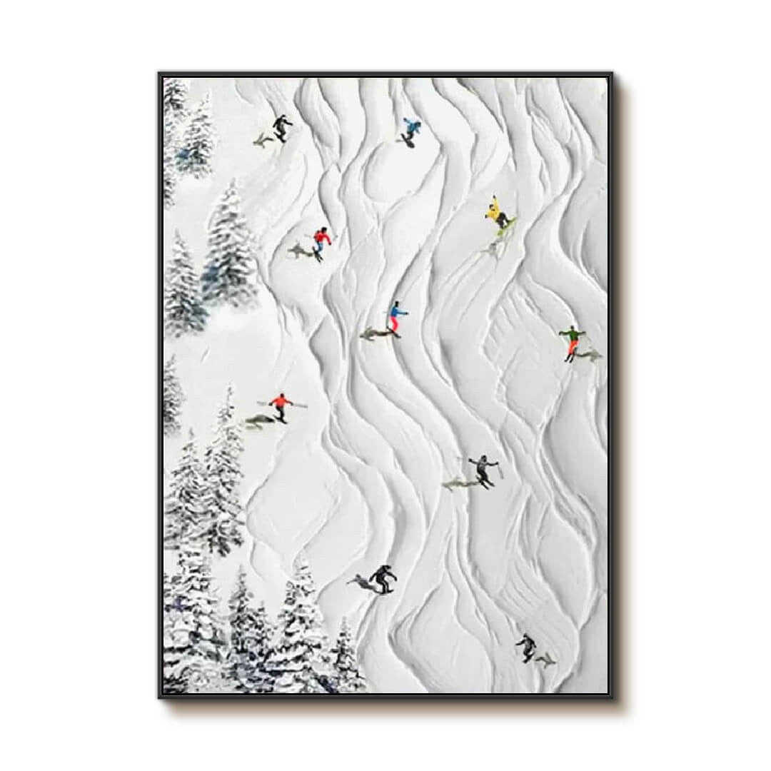 Original Hand-Painted Textured Skiing Oil Painting #MOH531