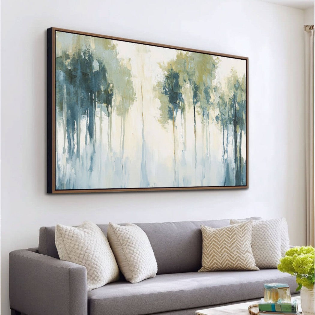 Large Original Abstract Forest Oil Painting on Canvas #MLO736