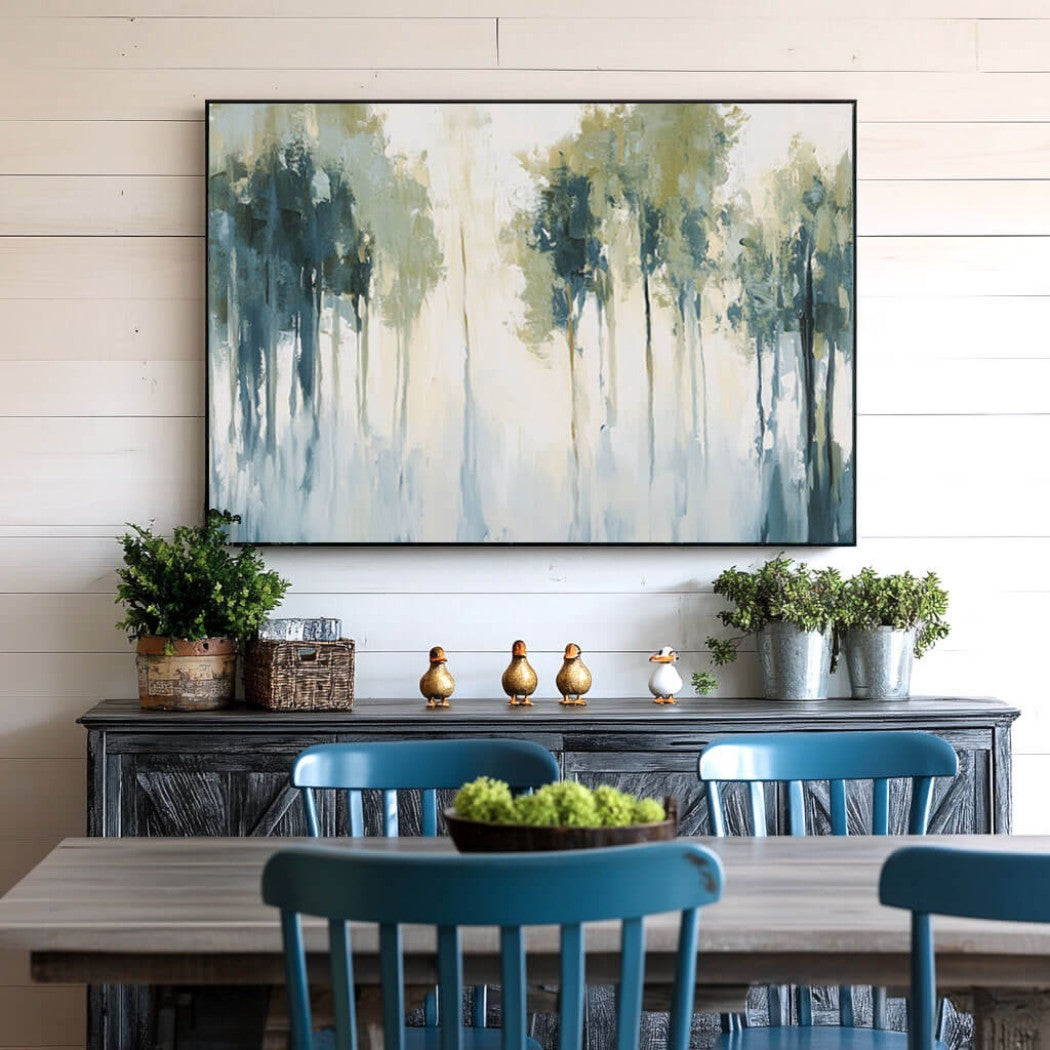 Large Original Abstract Forest Oil Painting on Canvas #MLO736