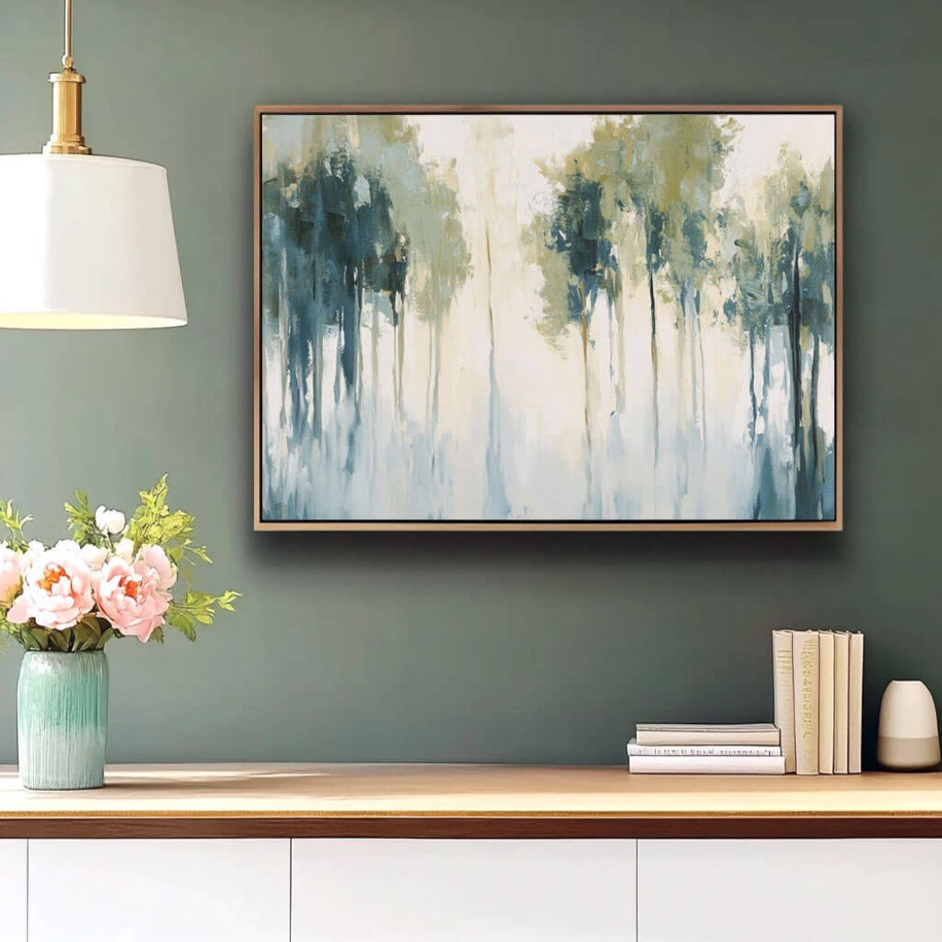 Large Original Abstract Forest Oil Painting on Canvas #MLO736