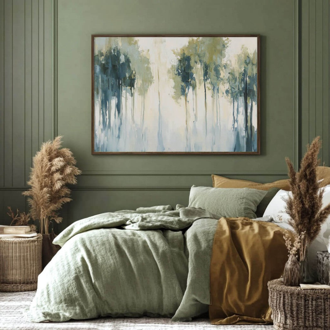 Large Original Abstract Forest Oil Painting on Canvas #MLO736