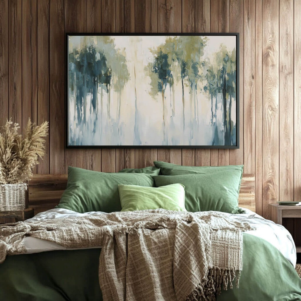 Large Original Abstract Forest Oil Painting on Canvas #MLO736