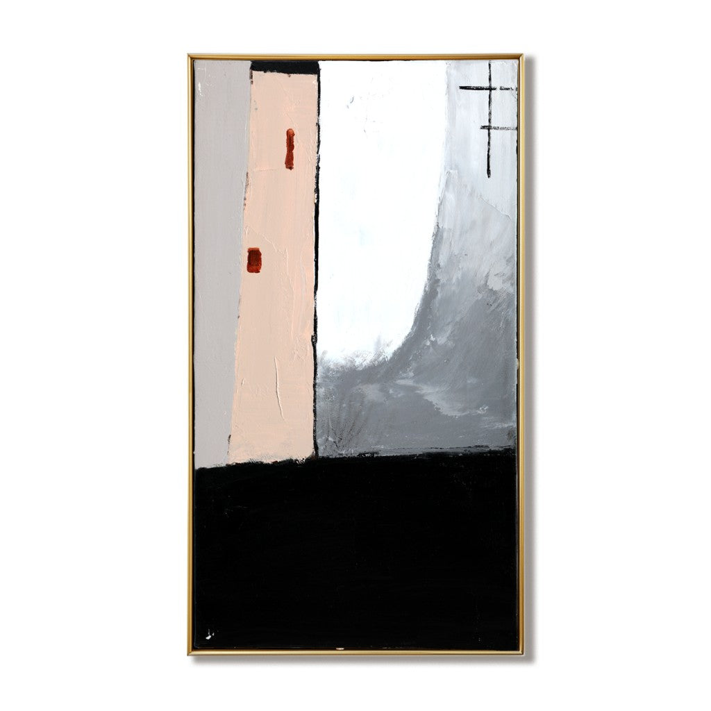 Original Black & White Abstract Oil Painting#MOB0084