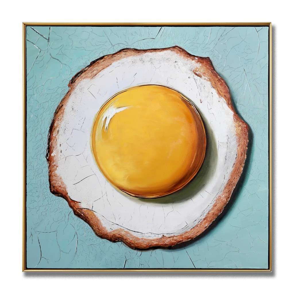 Original Pop Art Fried Egg Oil Painting on Canvas #MOP0076