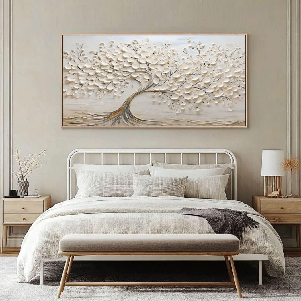 Textured White Tree Oil Painting #MTW620