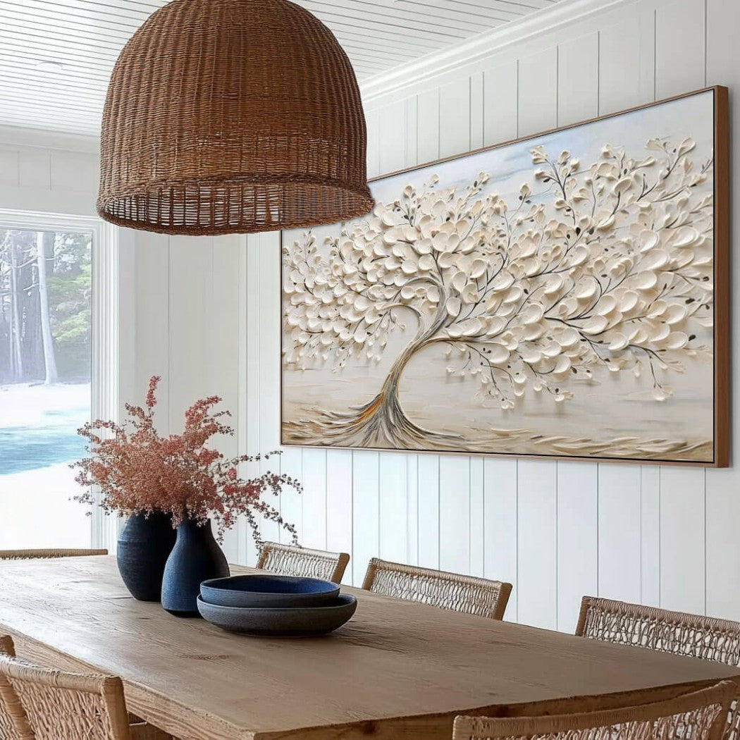 Textured White Tree Oil Painting #MTW620