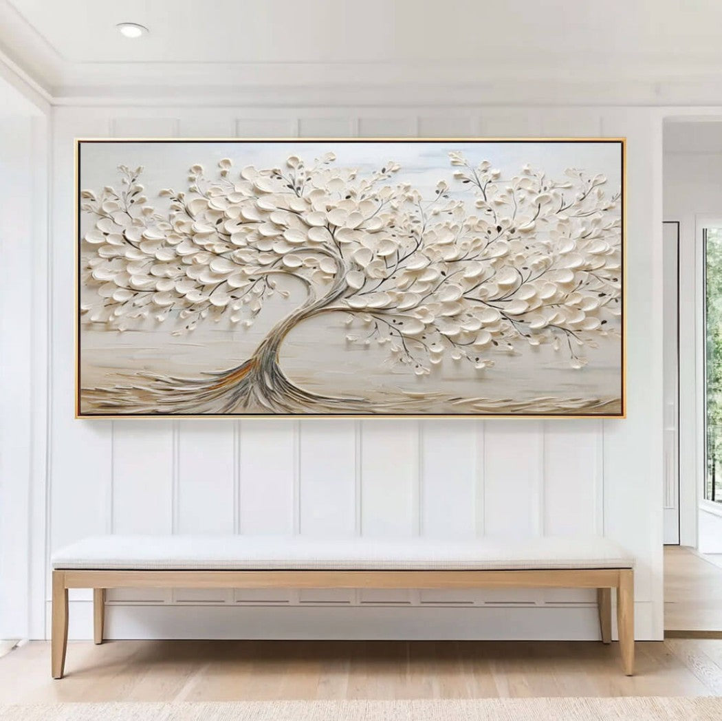 Textured White Tree Oil Painting #MTW620