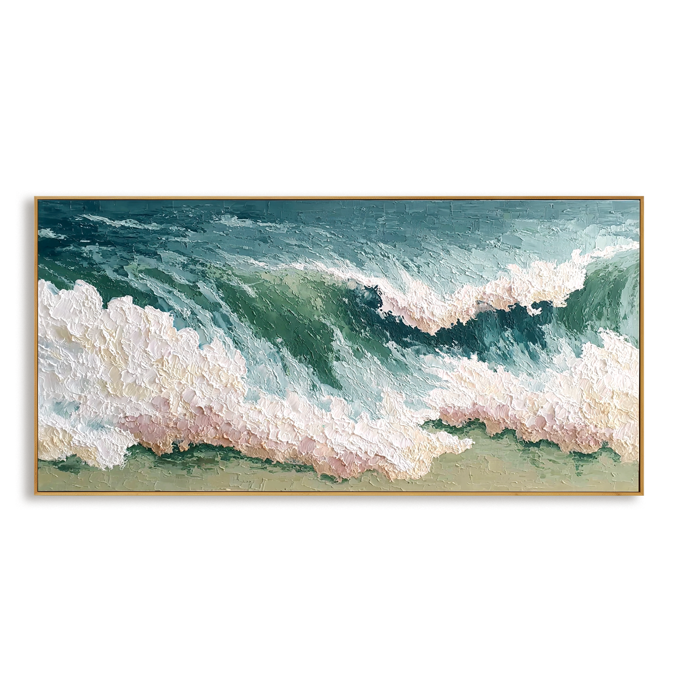 textured ocean wave abstract wall art with thick paint and sea foam